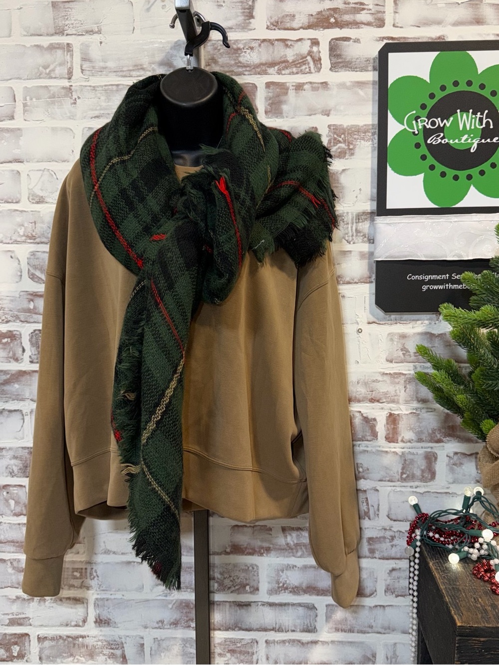 Green Plaid blanket Scarf